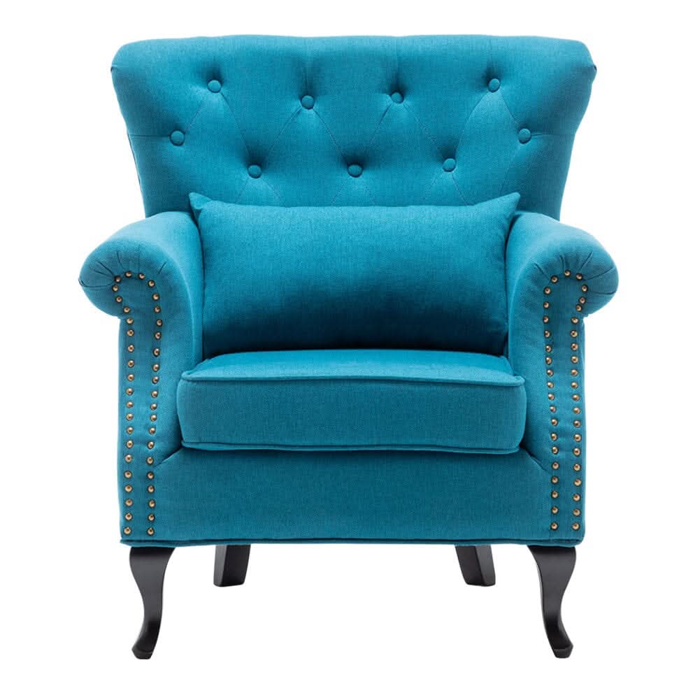 Linen Upholstery Wingback Chair With Cushion