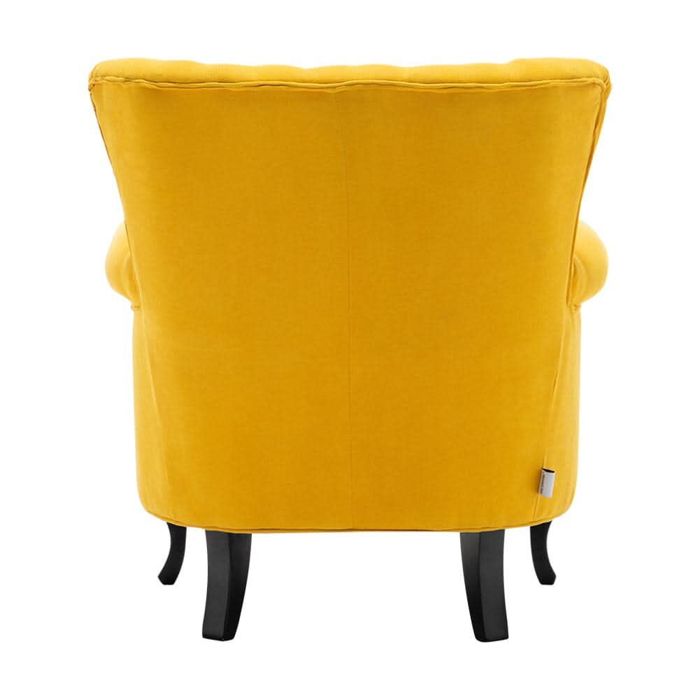 Linen Upholstery Wingback Chair With Cushion