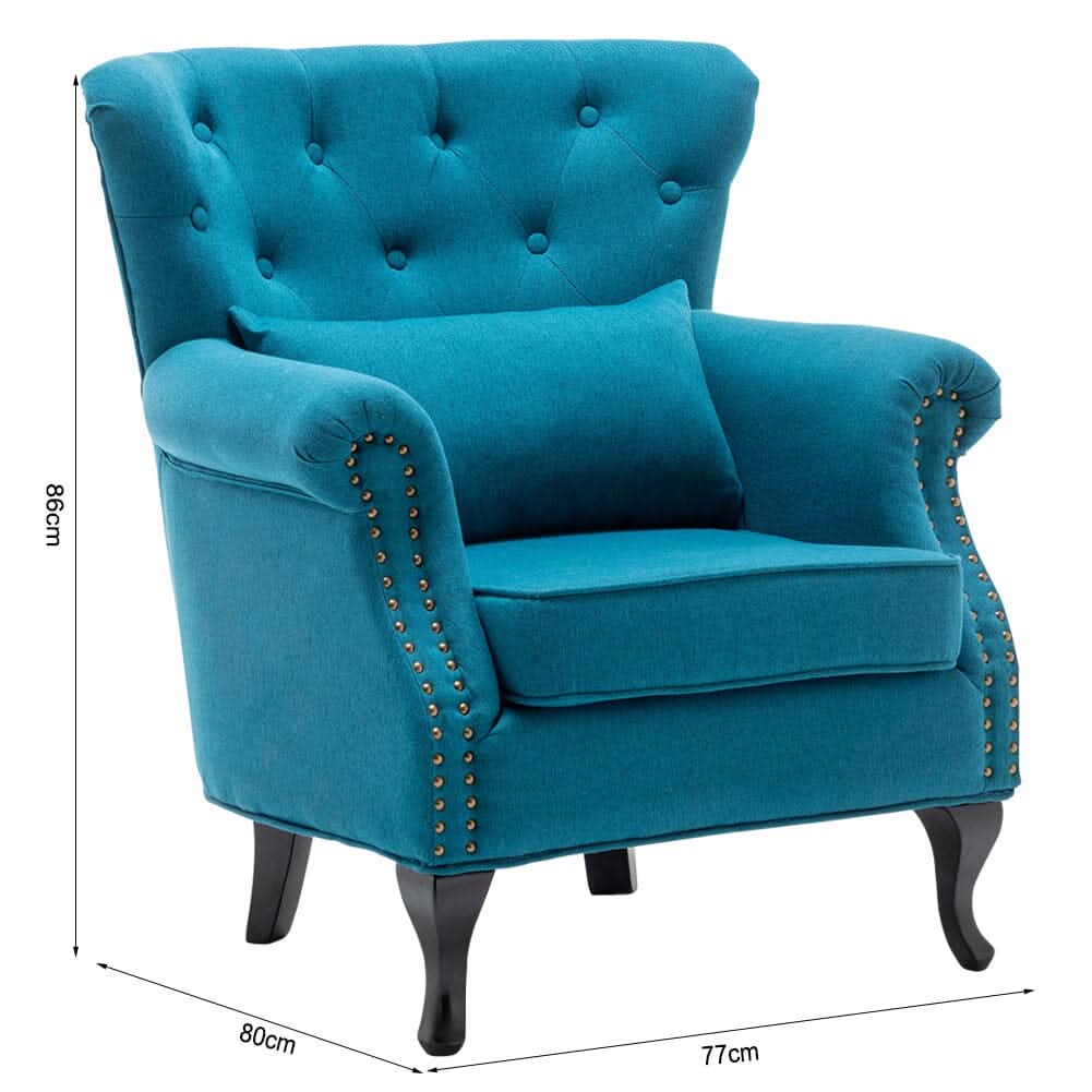 Linen Upholstery Wingback Chair With Cushion