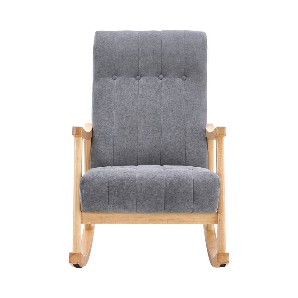 85cm D Solid Wood Rocking Chair with Velvet Upholstered