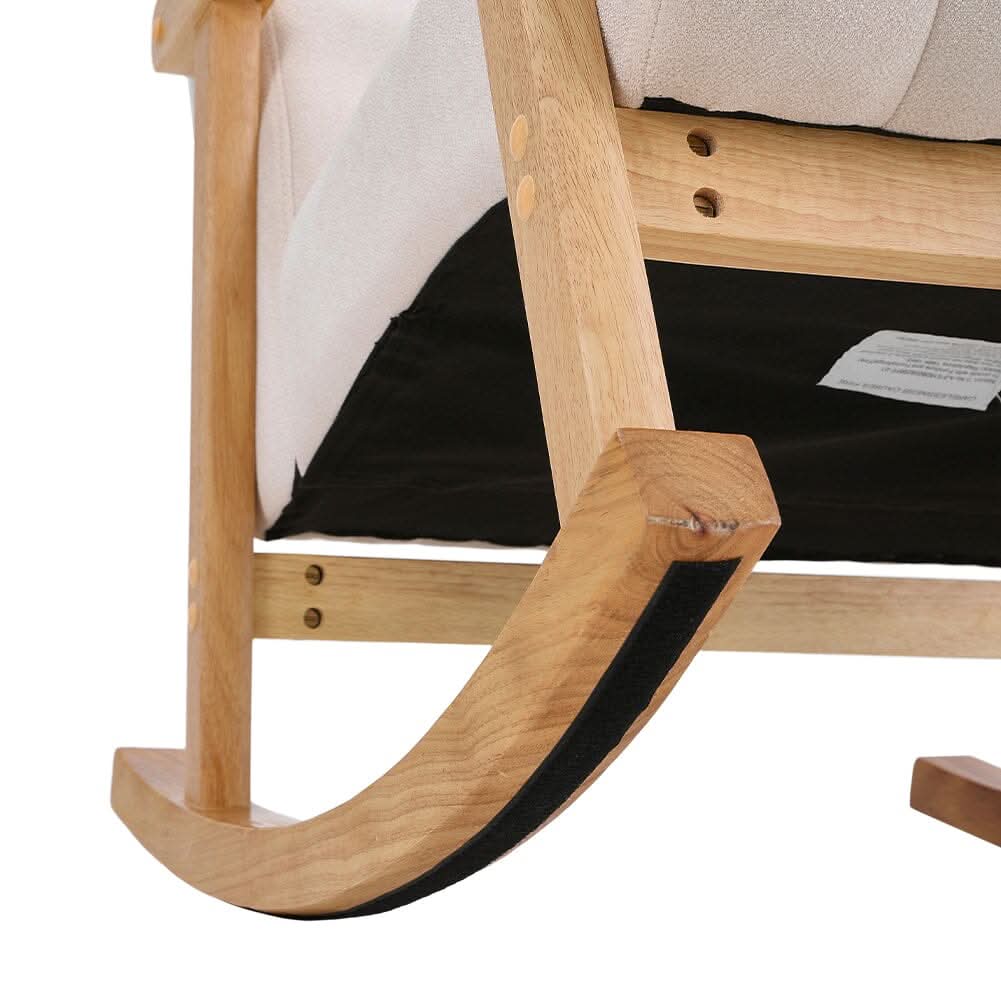 85cm D Solid Wood Rocking Chair with Velvet Upholstered