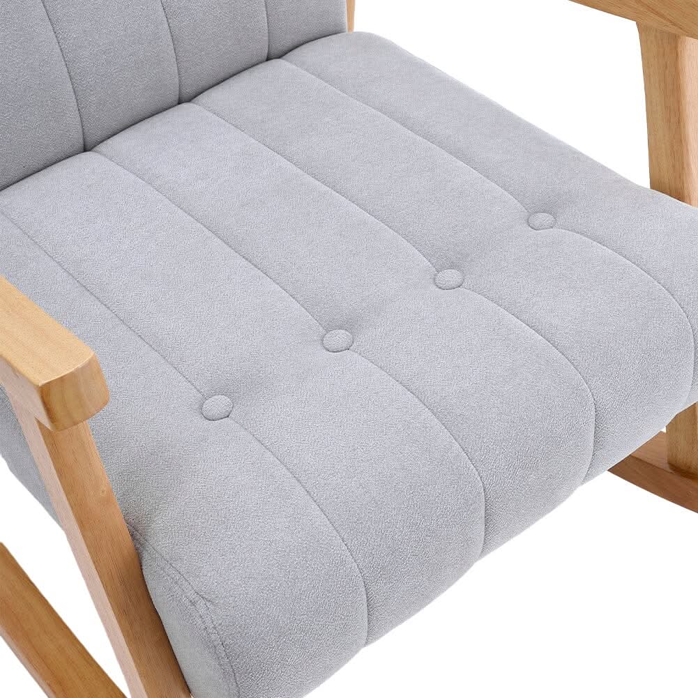 85cm D Solid Wood Rocking Chair with Velvet Upholstered