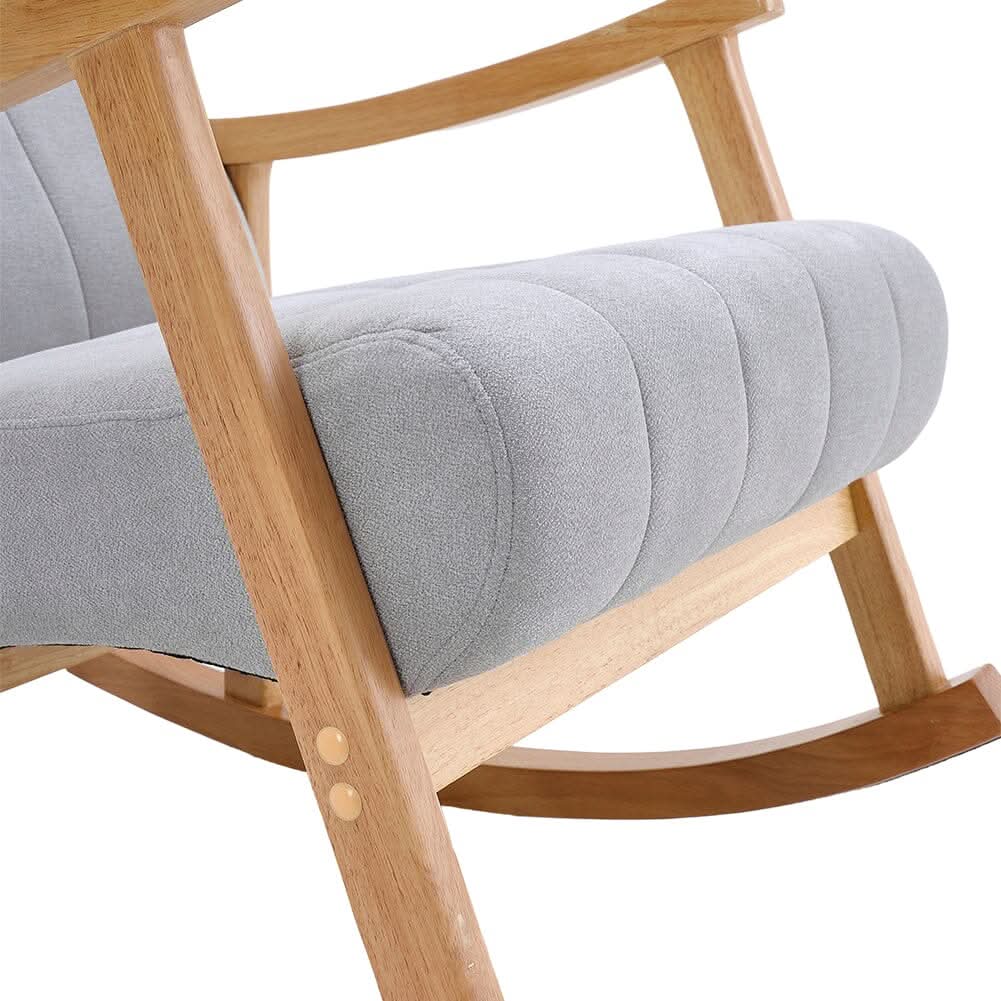 85cm D Solid Wood Rocking Chair with Velvet Upholstered