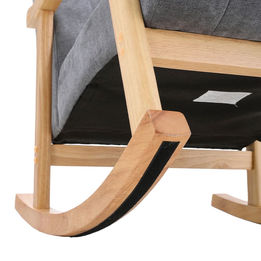 85cm D Solid Wood Rocking Chair with Velvet Upholstered