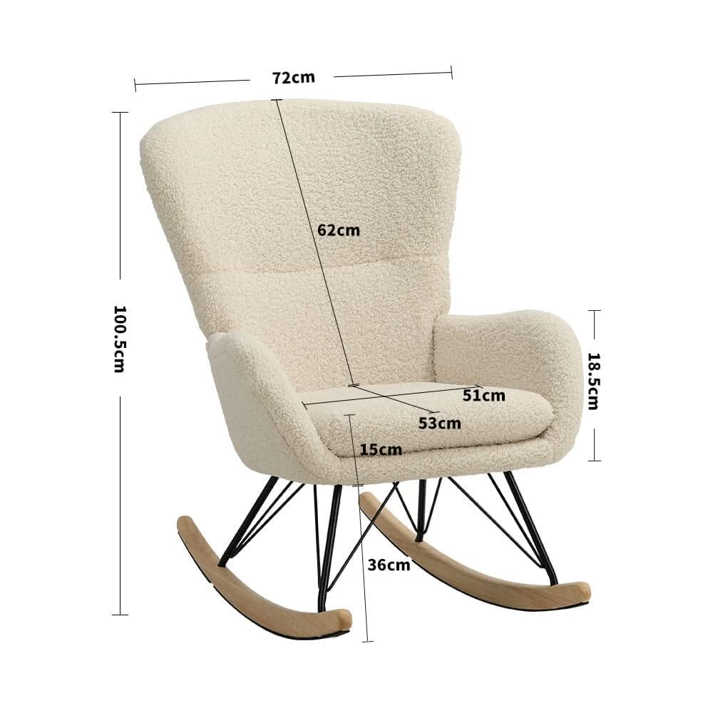Modern Faux Wool Rocking Chair Upholstered Beige