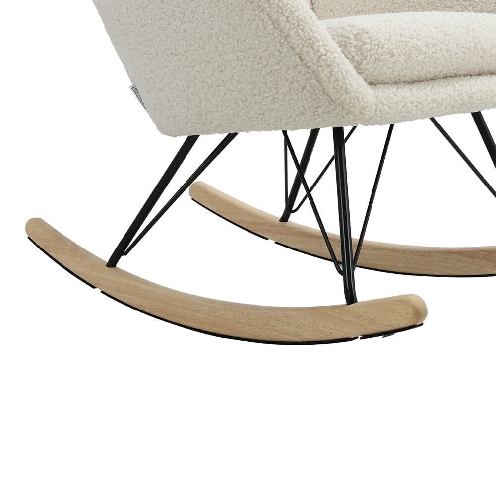 Modern Faux Wool Rocking Chair Upholstered Beige