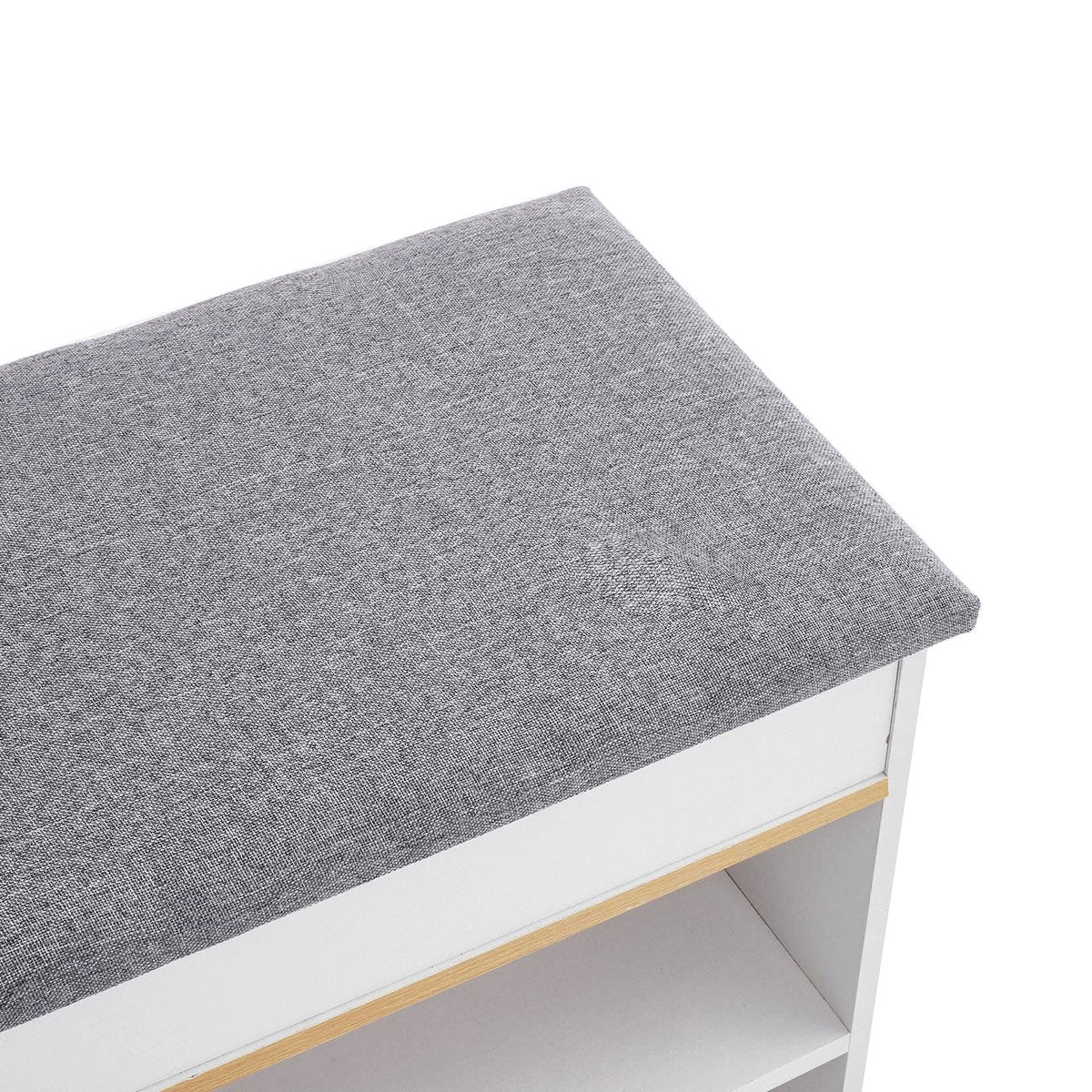 Shoe Storage Bench With Flip-Top Cushion & Open Shelves Hallway Organiser