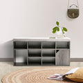 Wood Effect Shoe Storage Bench With Linen Cushion 10-Compartment Hallway Organiser