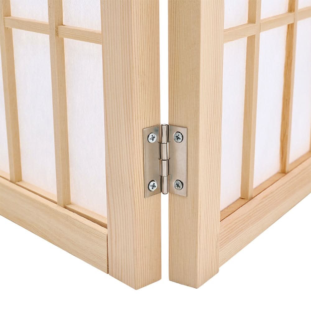 6-Panel Solid Wood Folding Room Divider Screen Natural
