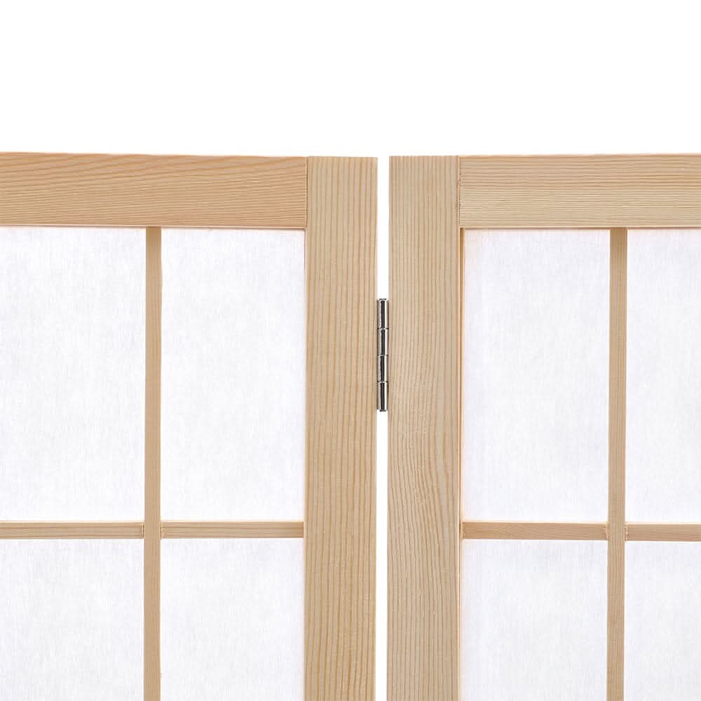 6-Panel Solid Wood Folding Room Divider Screen Natural