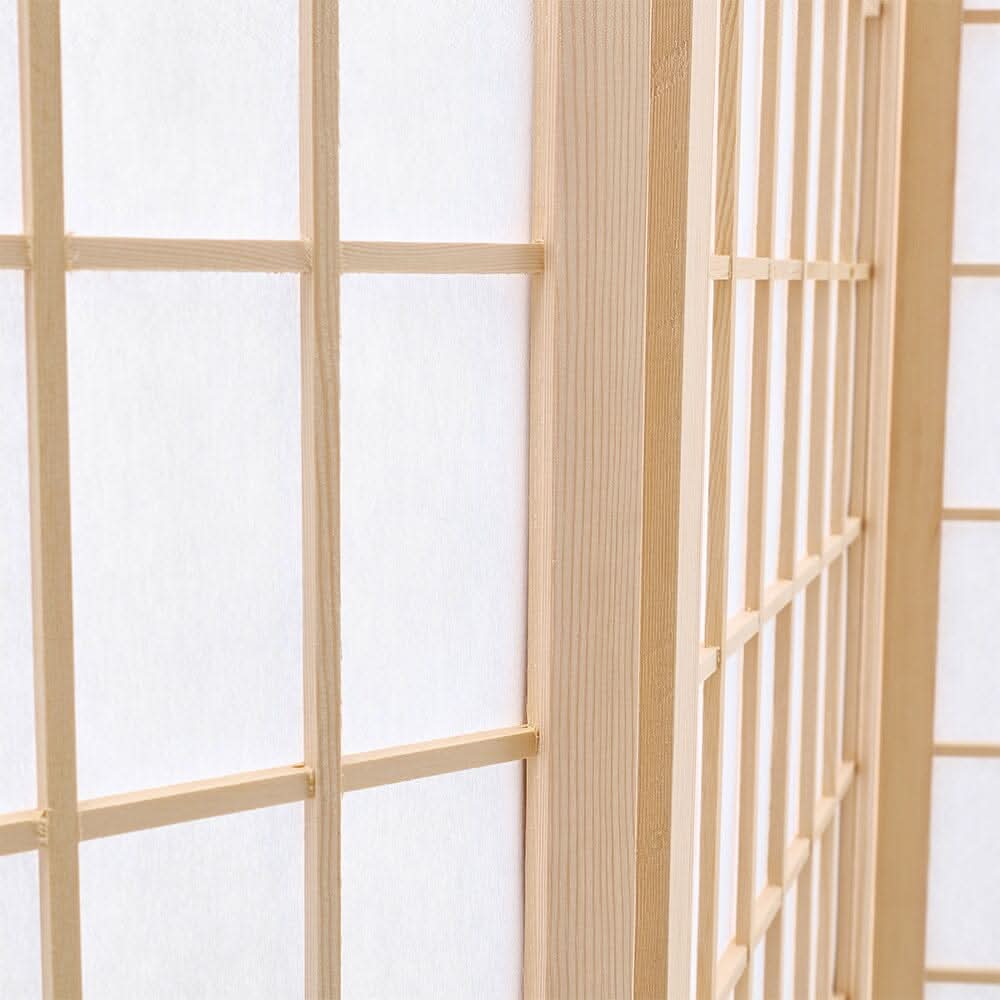 6-Panel Solid Wood Folding Room Divider Screen Natural