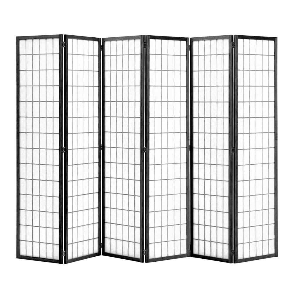 6-Panel Solid Wood Folding Room Divider Screen Natural