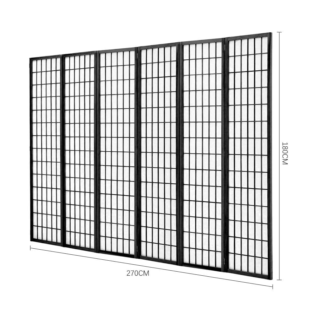 6-Panel Solid Wood Folding Room Divider Screen Natural