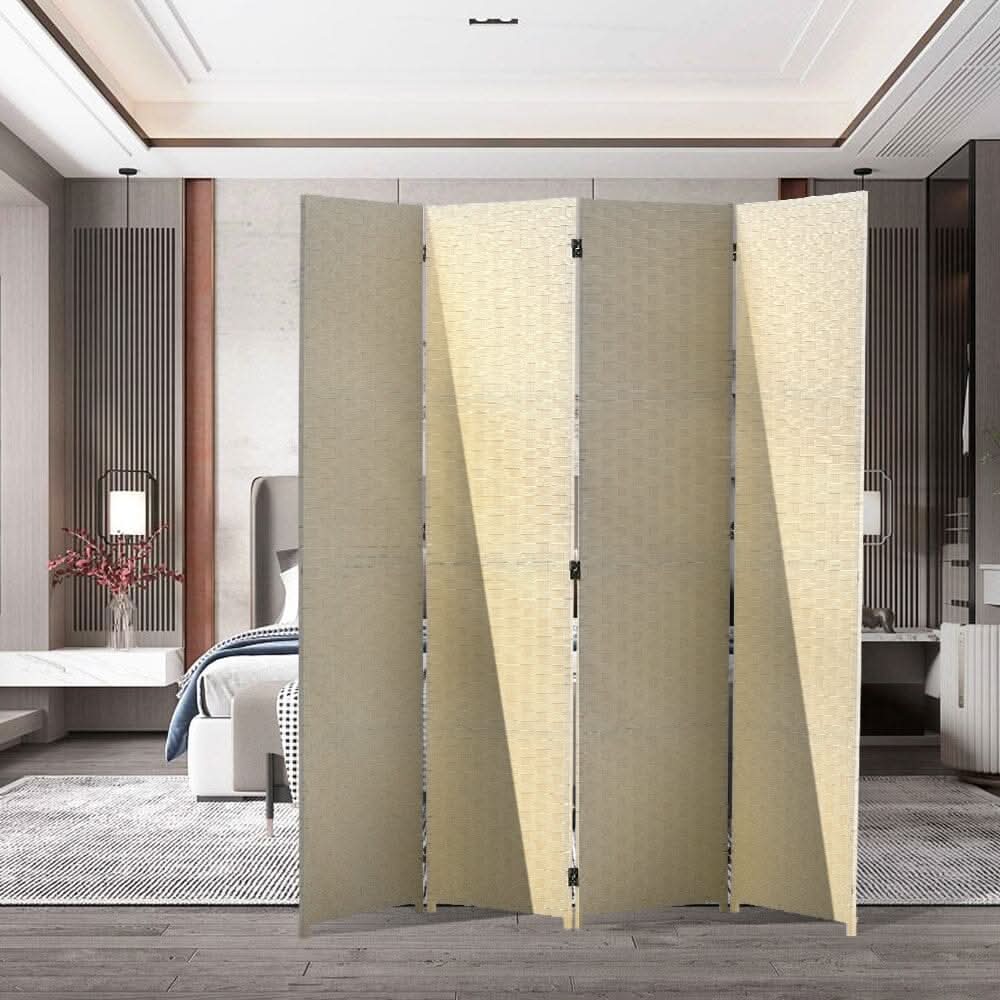 5ft W x 5ft H 2 Style Bamboo Woven 4-Panel Folding Room Divider