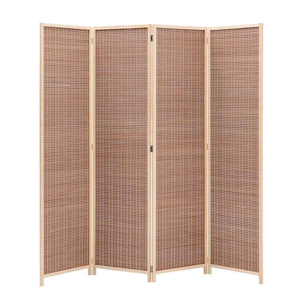 5ft W x 5ft H 2 Style Bamboo Woven 4-Panel Folding Room Divider