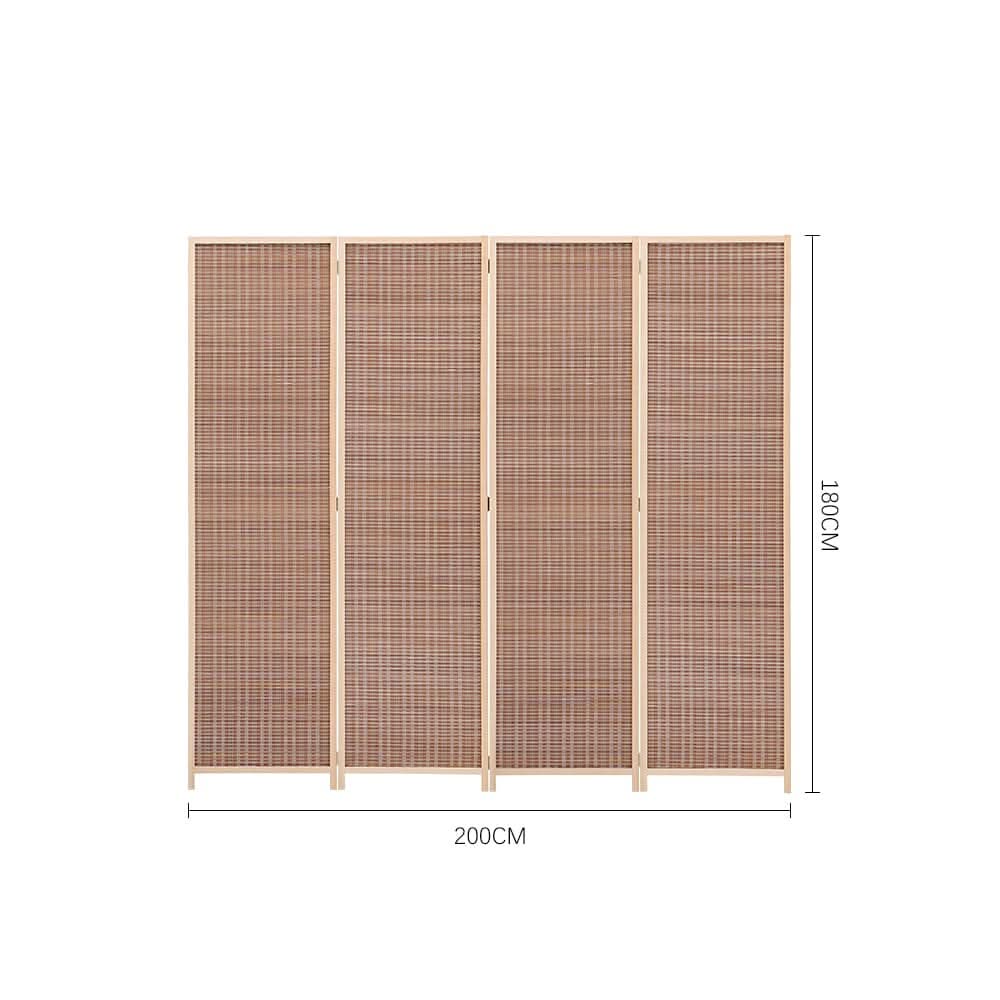 5ft W x 5ft H 2 Style Bamboo Woven 4-Panel Folding Room Divider