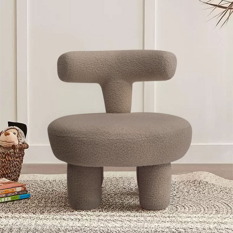 Khaki T-Shaped Children’s Sofa with Teddy Fleece Upholstery