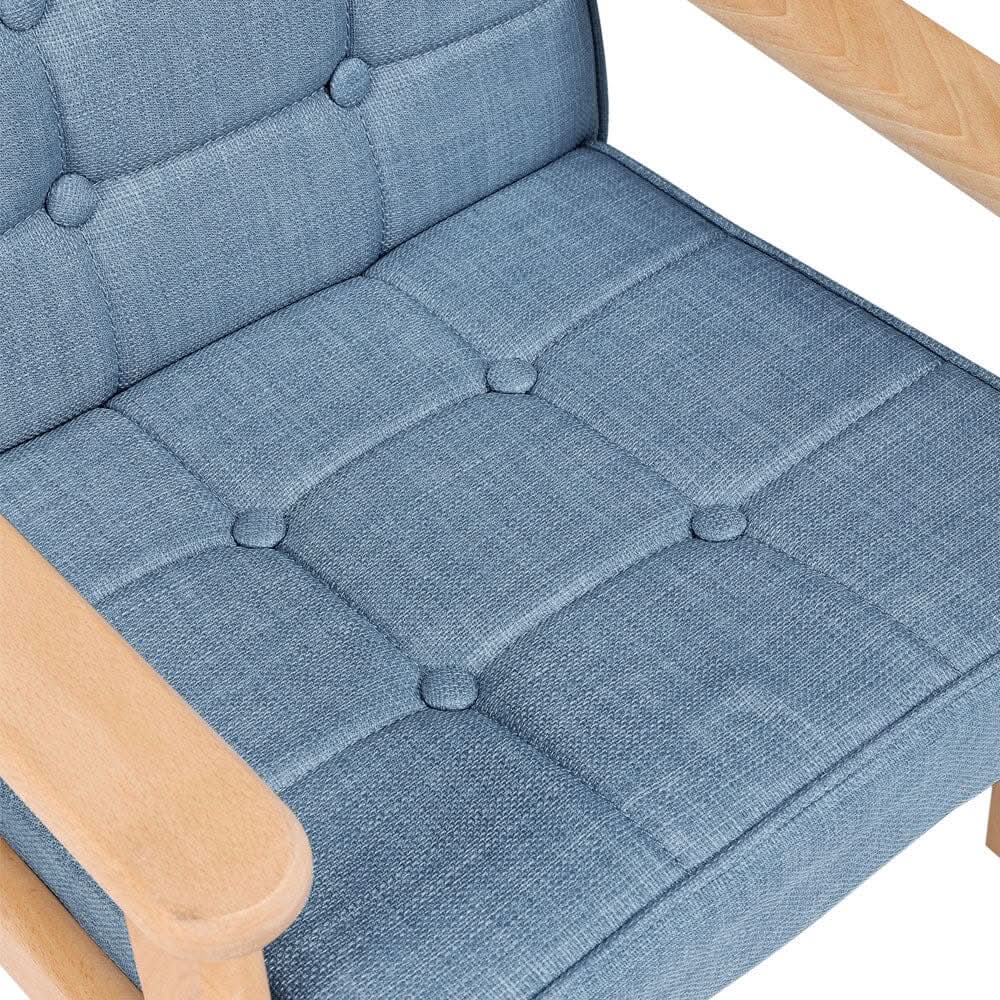 Blue MINI Single Children’s Sofa with Linen Fabric Upholstery