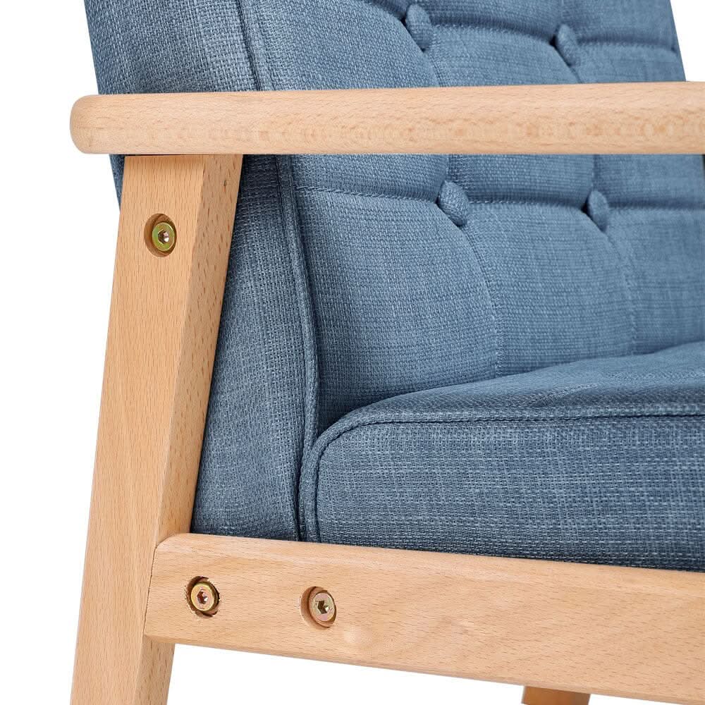 Blue MINI Single Children’s Sofa with Linen Fabric Upholstery