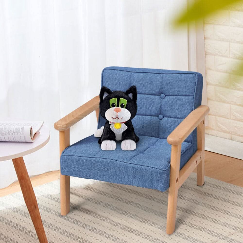 Blue MINI Single Children’s Sofa with Linen Fabric Upholstery