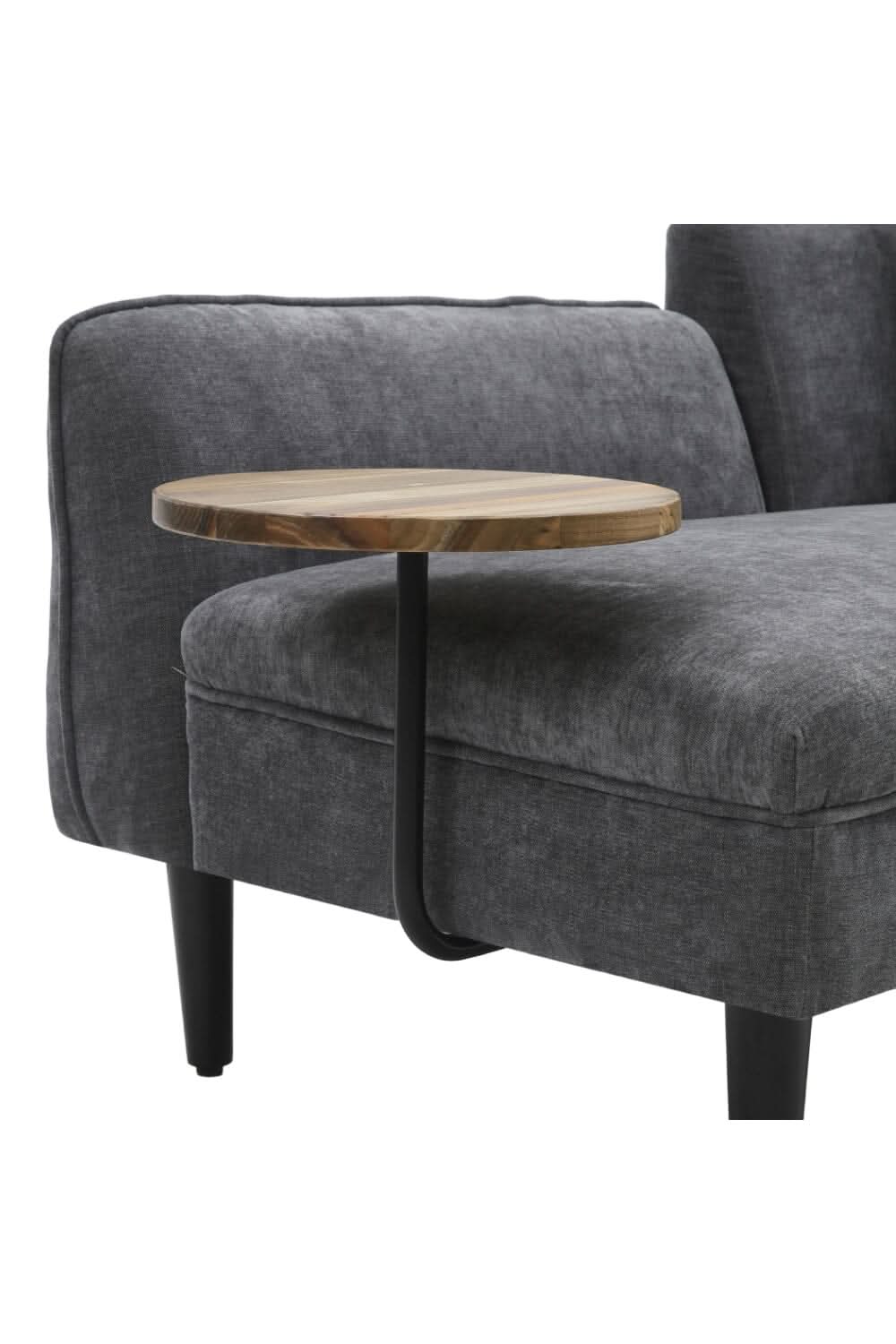 Linen Chaise Lounge with Tray Table
