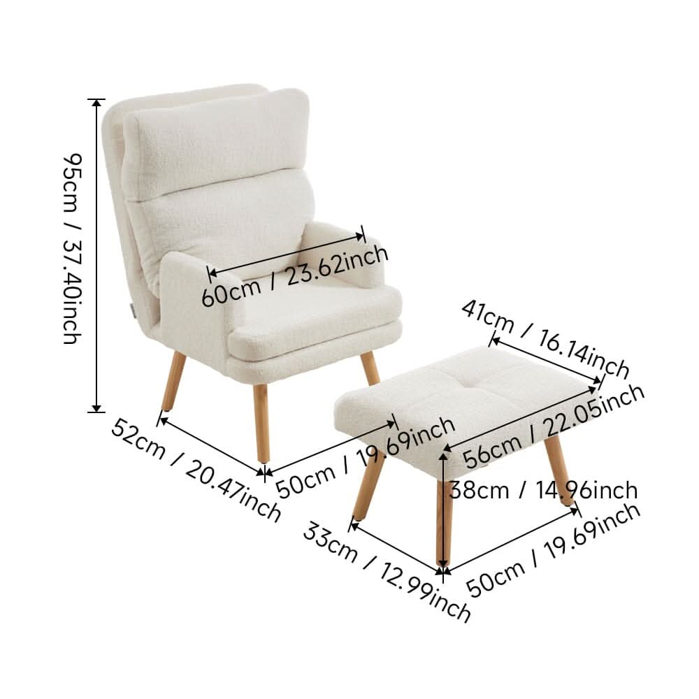 Teddy Fleece Accent Chair with Ottoman