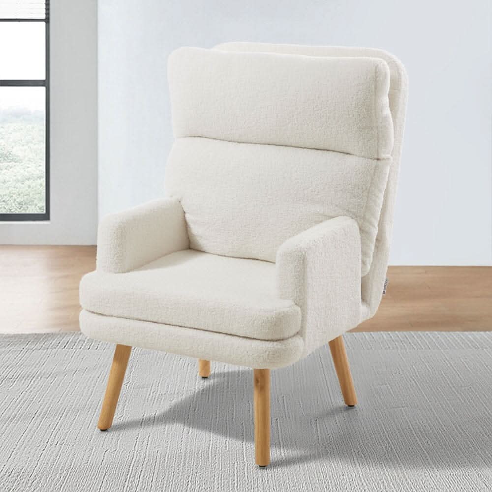 Teddy Fleece Accent Chair with Ottoman