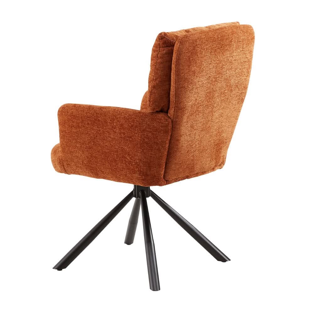 Burnt Orange Chenille Swivel Accent Chair with Y-Stitch Backrest