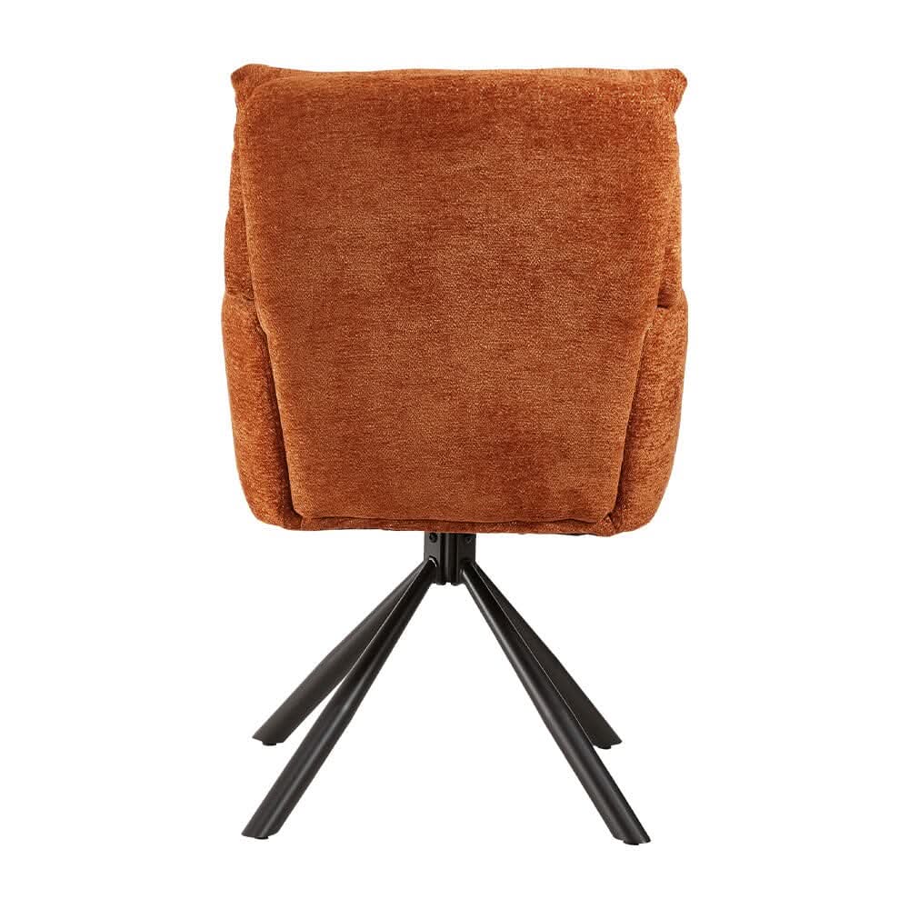 Burnt Orange Chenille Swivel Accent Chair with Y-Stitch Backrest