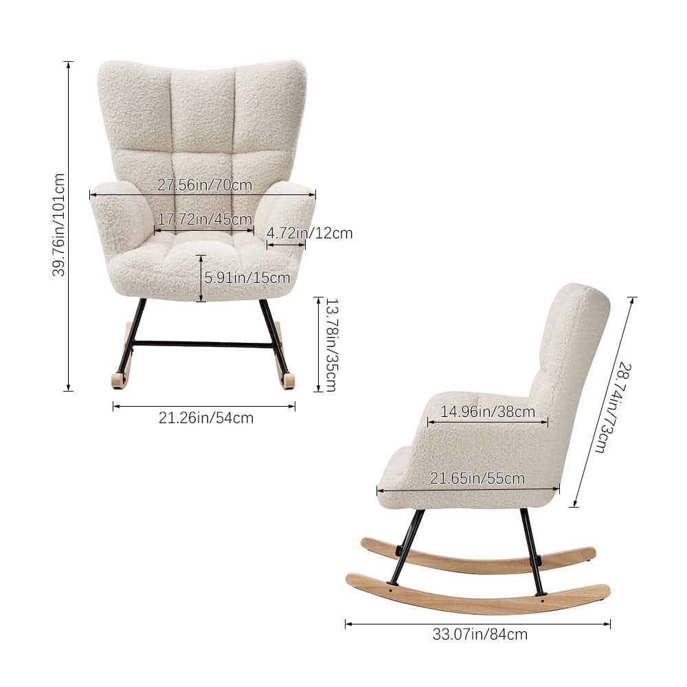 Modern Teddy Fabric Rocking Chair with Side Pocket