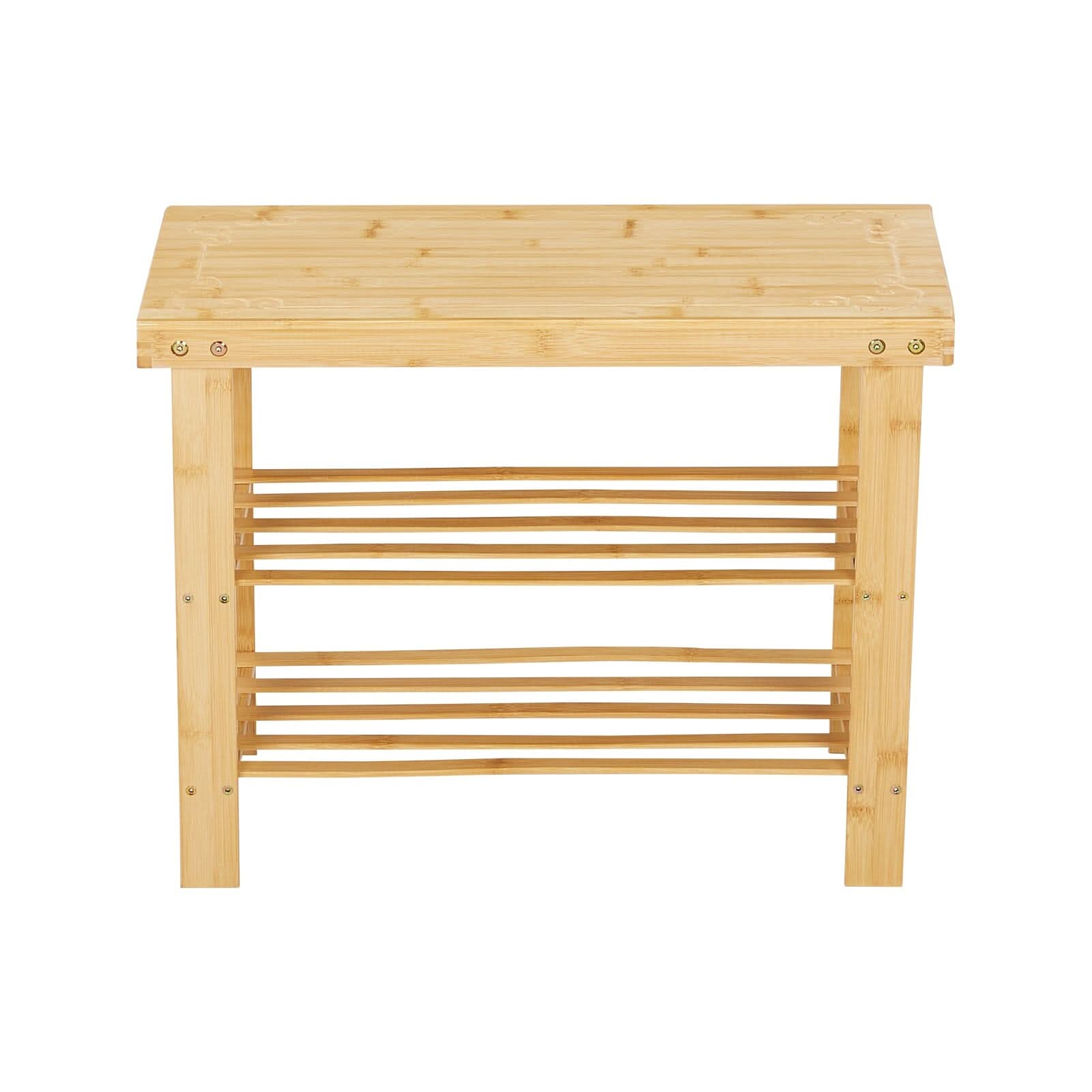 Natural Bamboo 3-Tier Shoe Rack Hallway Storage Organiser