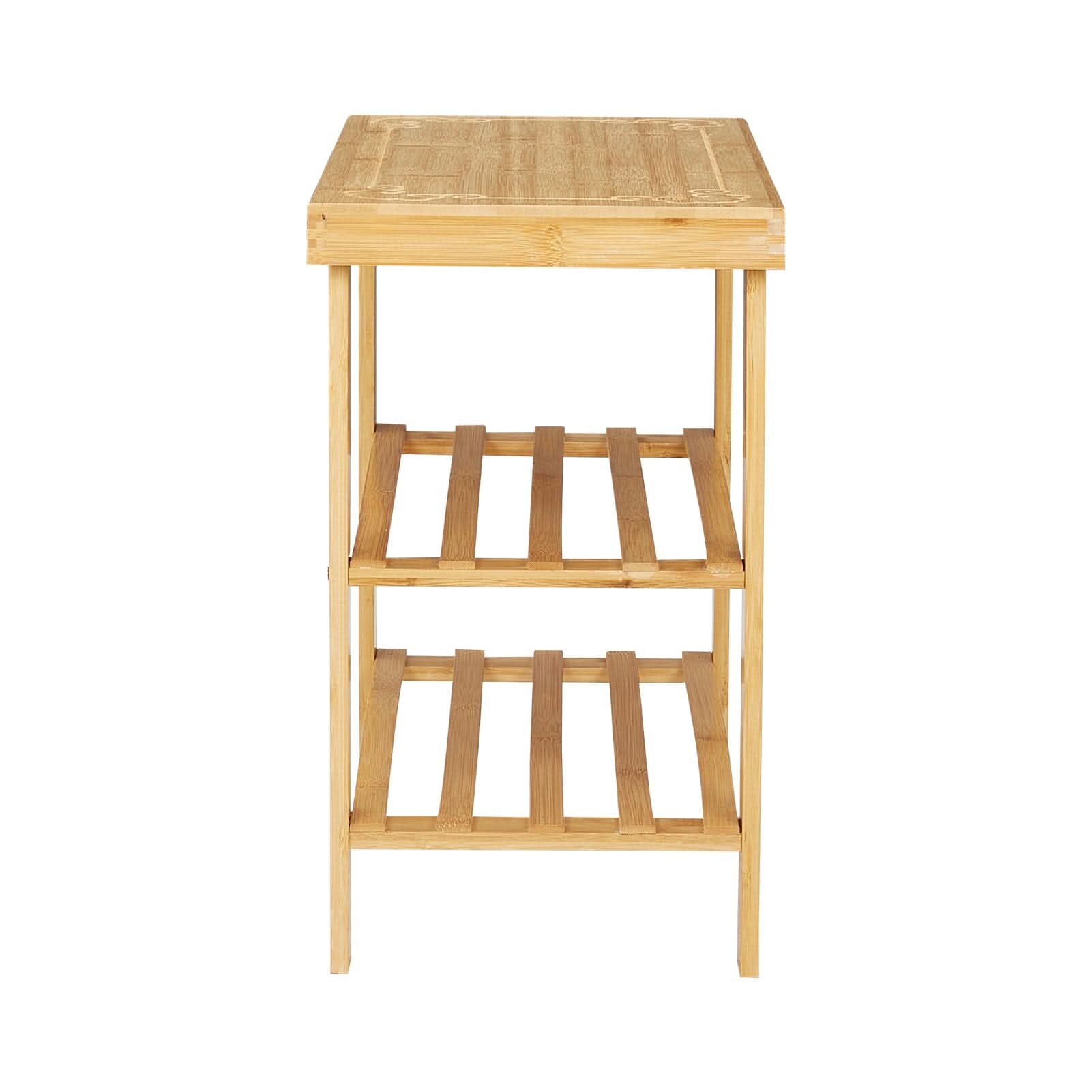 Natural Bamboo 3-Tier Shoe Rack Hallway Storage Organiser