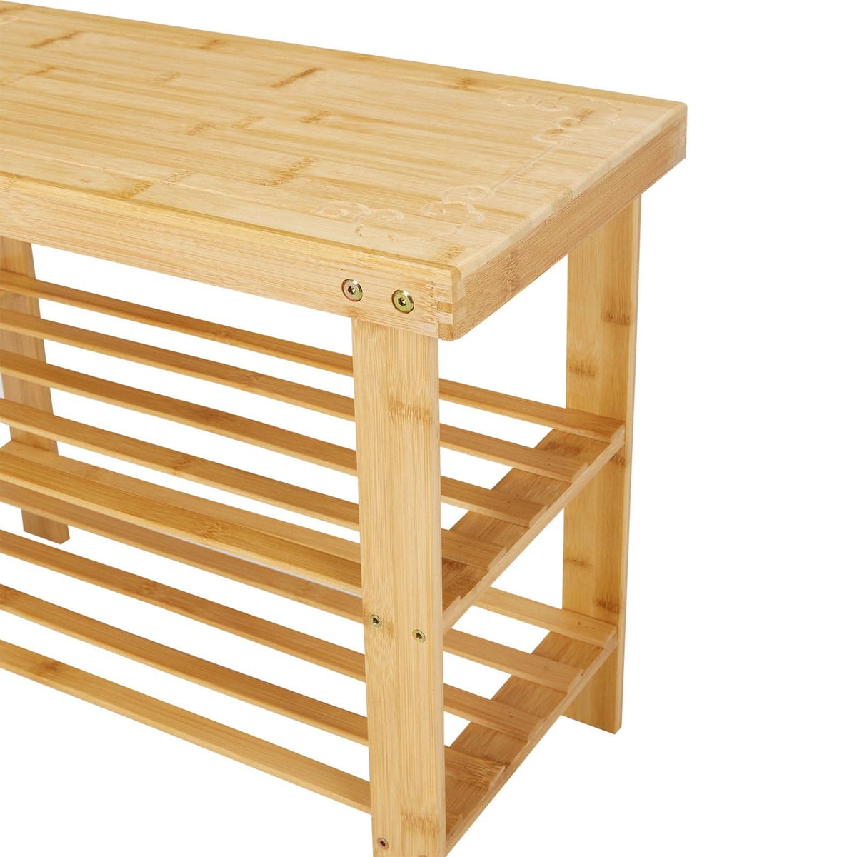 Natural Bamboo 3-Tier Shoe Rack Hallway Storage Organiser