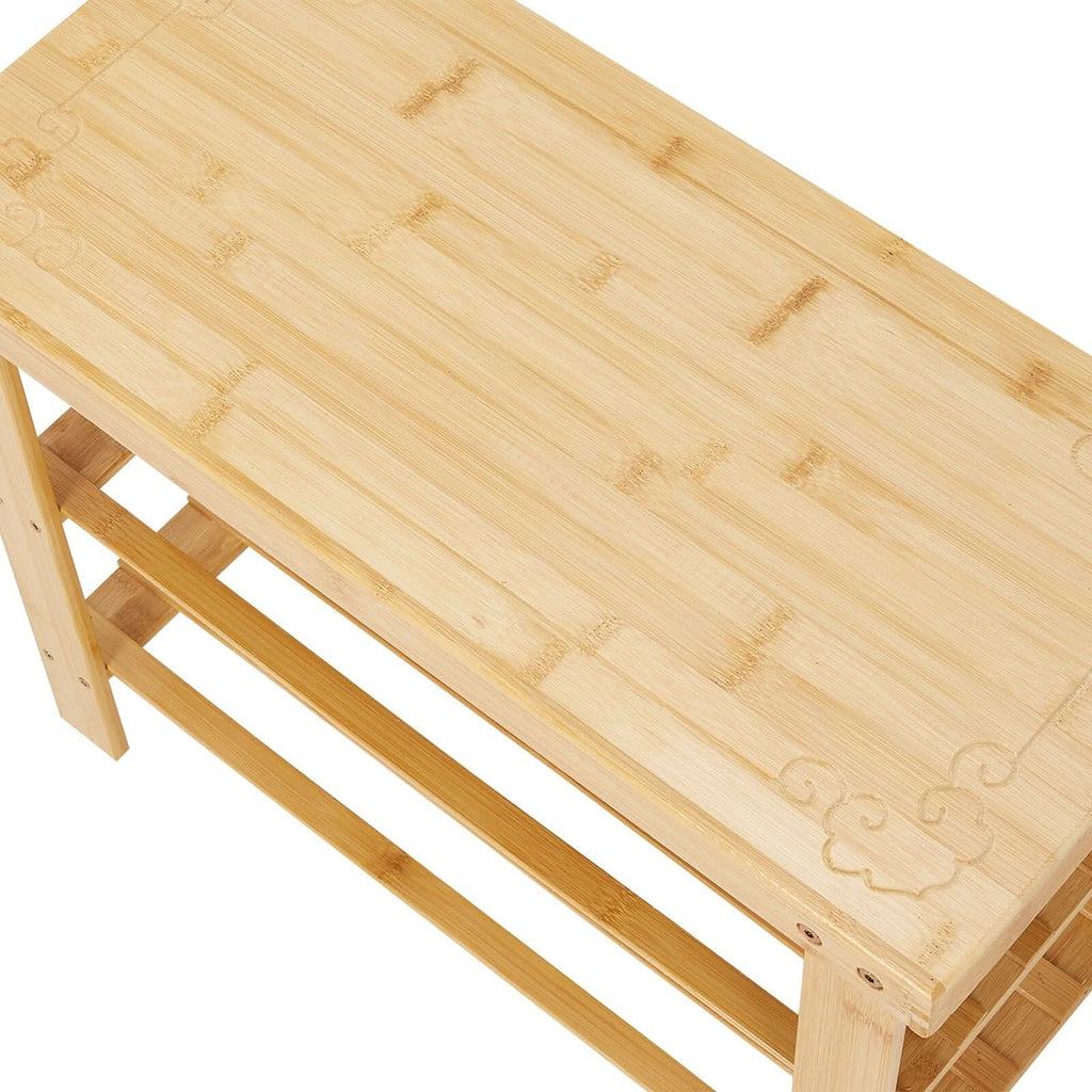 Natural Bamboo 3-Tier Shoe Rack Hallway Storage Organiser