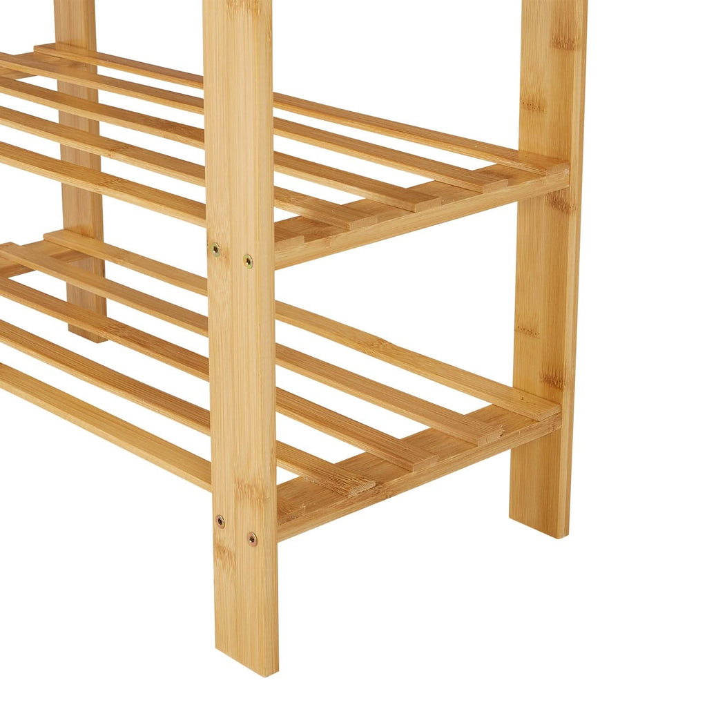 Natural Bamboo 3-Tier Shoe Rack Hallway Storage Organiser