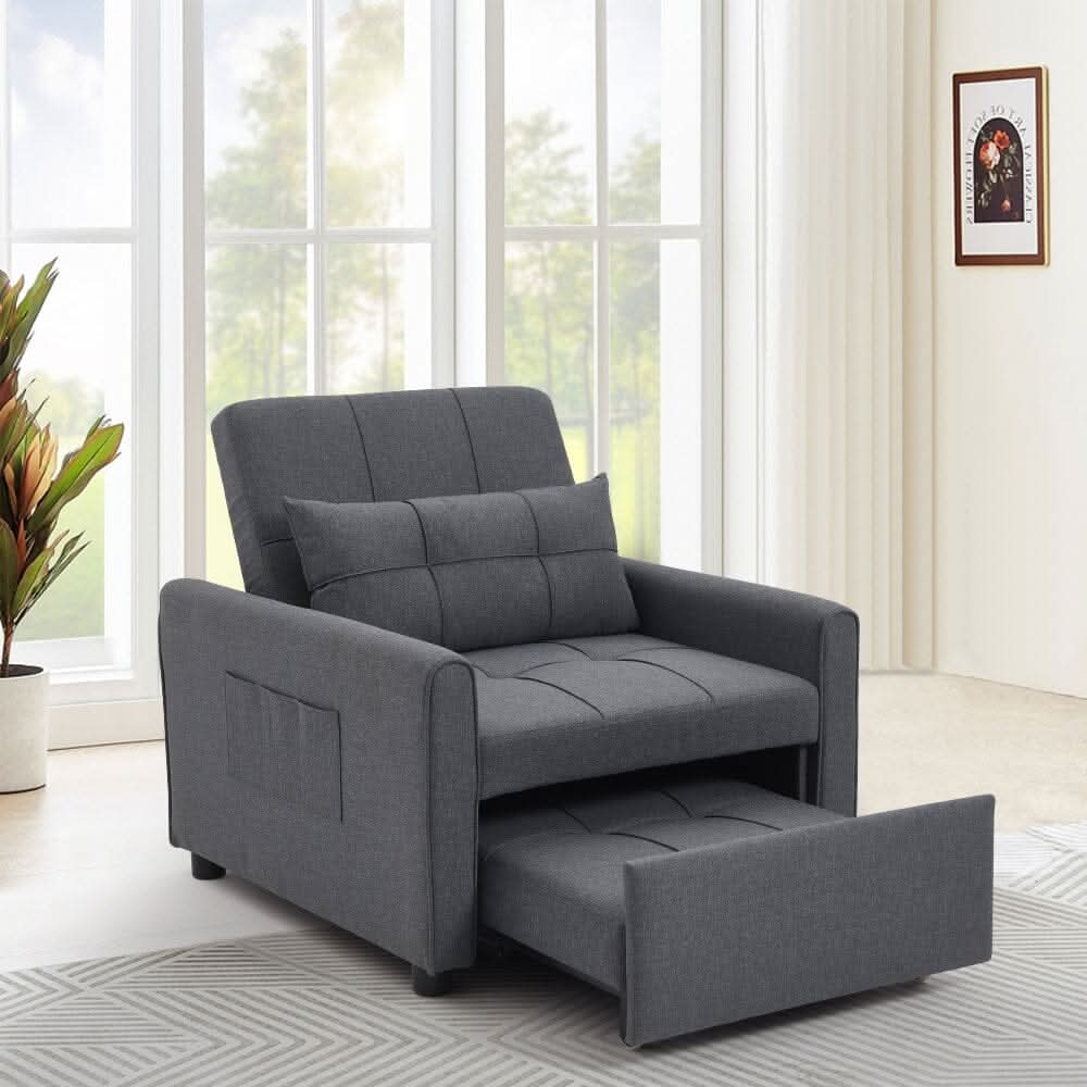 Single Convertible Sofa Bed with Pull Out Mechanism