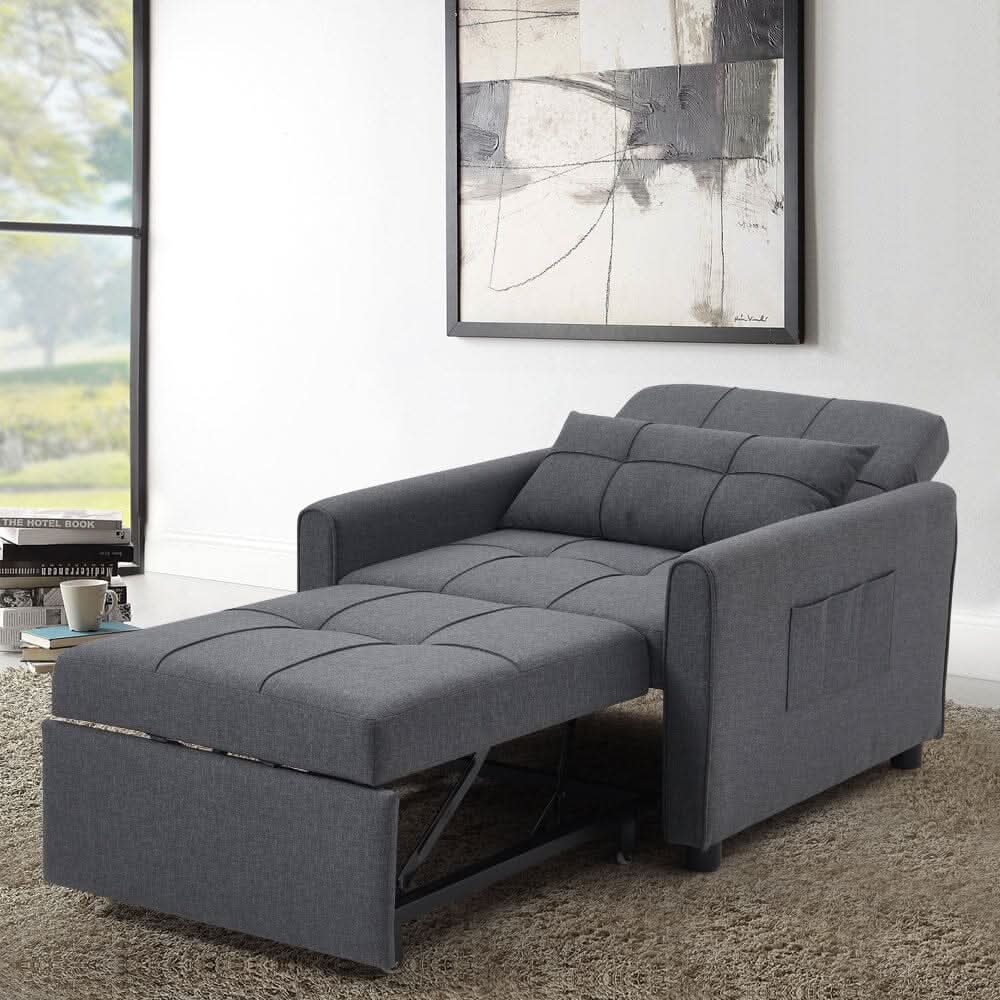 Single Convertible Sofa Bed with Pull Out Mechanism