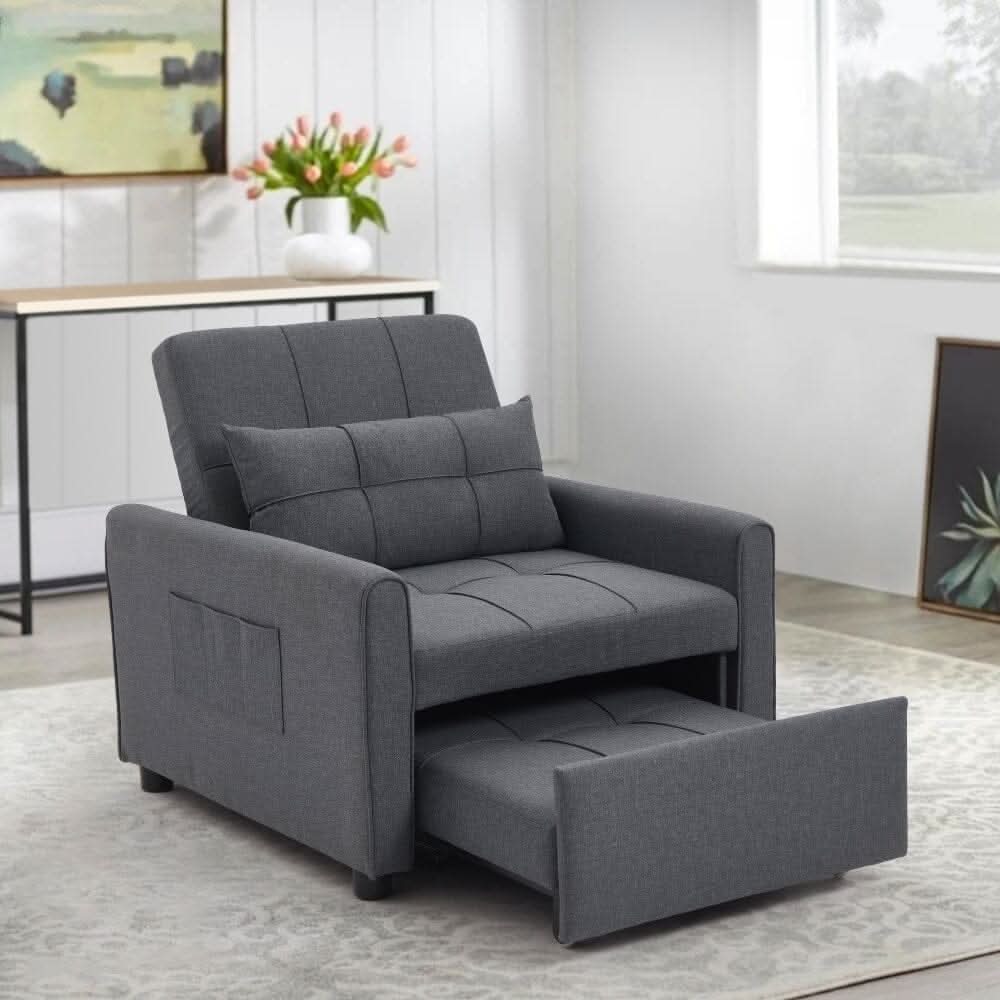 Single Convertible Sofa Bed with Pull Out Mechanism