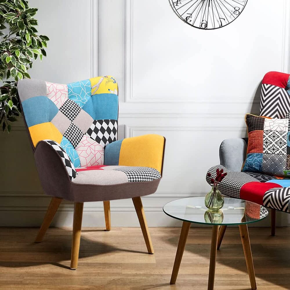 Scandinavian Style Upholstered Accent Chair – Compact Oak Leg Design