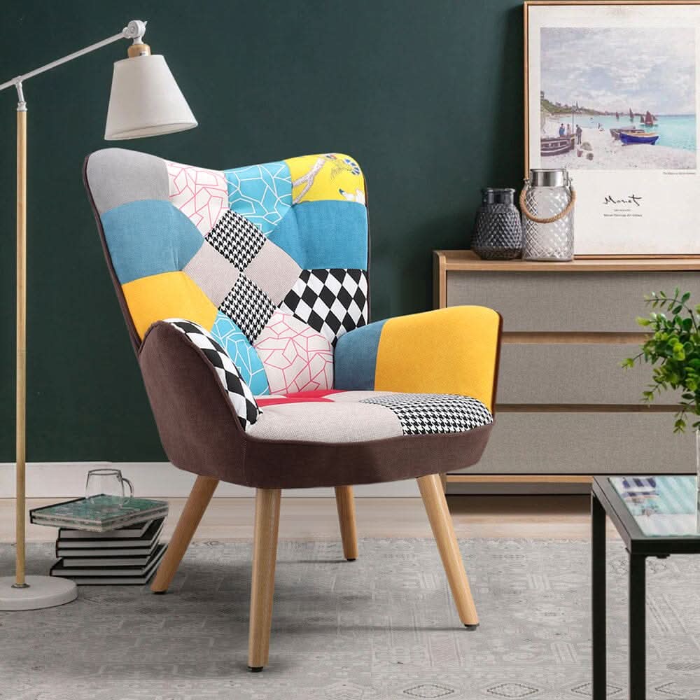 Scandinavian Style Upholstered Accent Chair – Compact Oak Leg Design