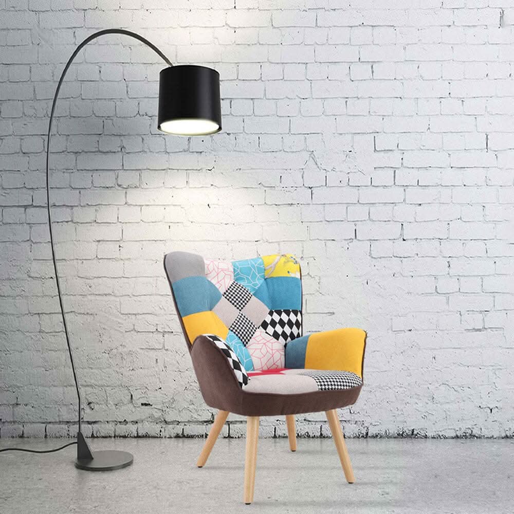 Scandinavian Style Upholstered Accent Chair – Compact Oak Leg Design