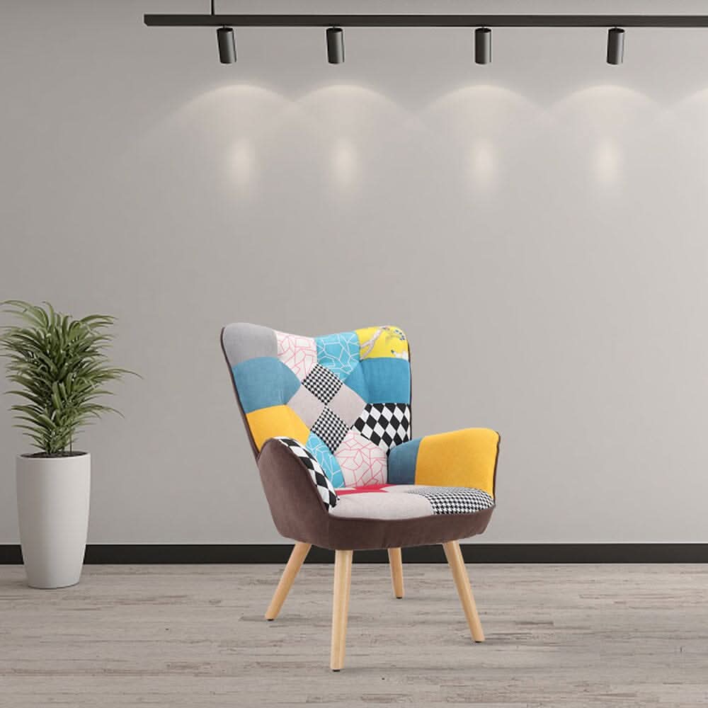 Scandinavian Style Upholstered Accent Chair – Compact Oak Leg Design