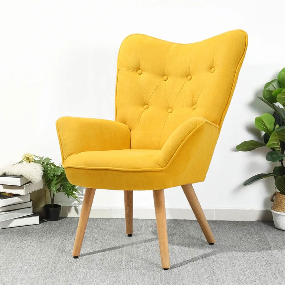 Scandinavian Style Upholstered Accent Chair – Compact Oak Leg Design