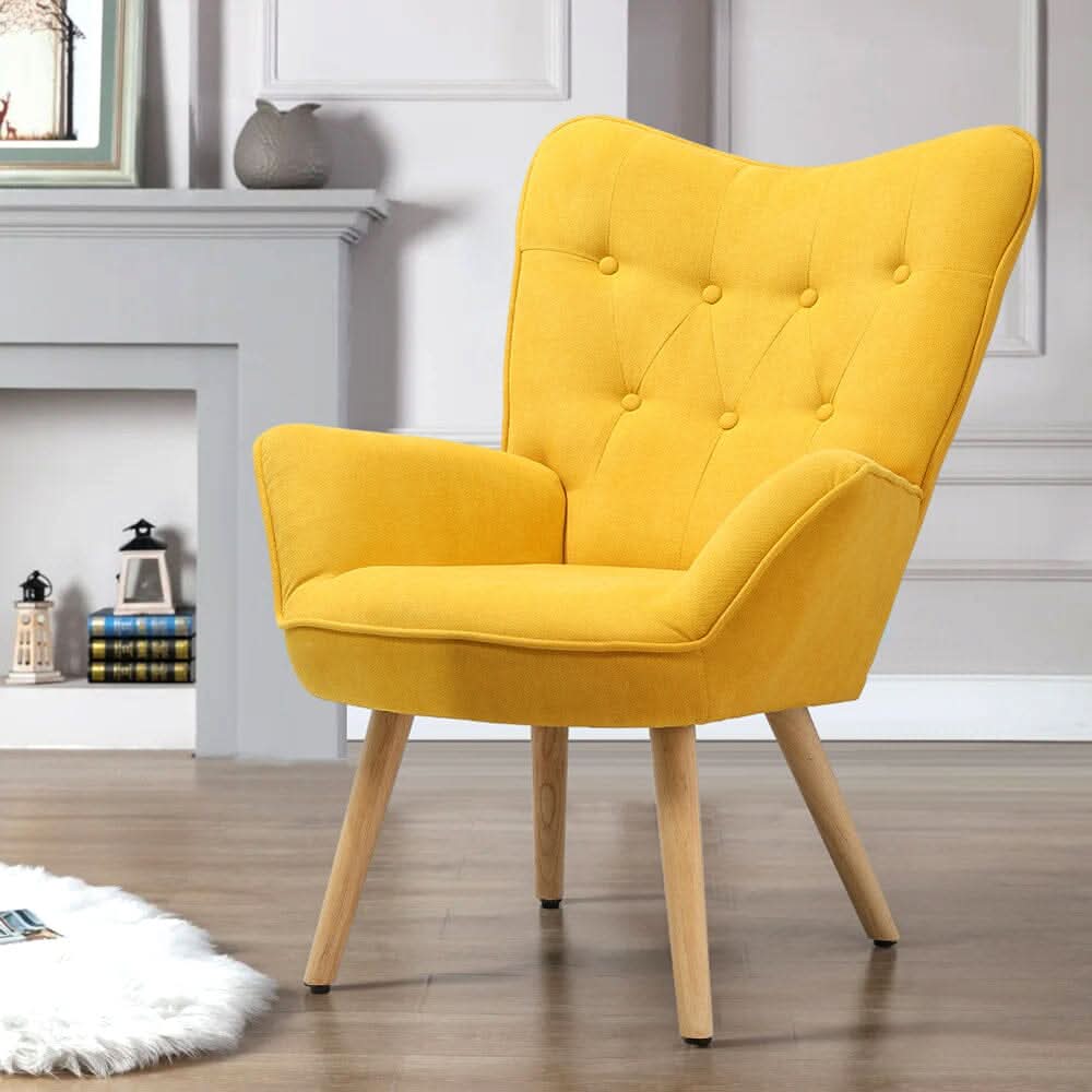 Scandinavian Style Upholstered Accent Chair – Compact Oak Leg Design