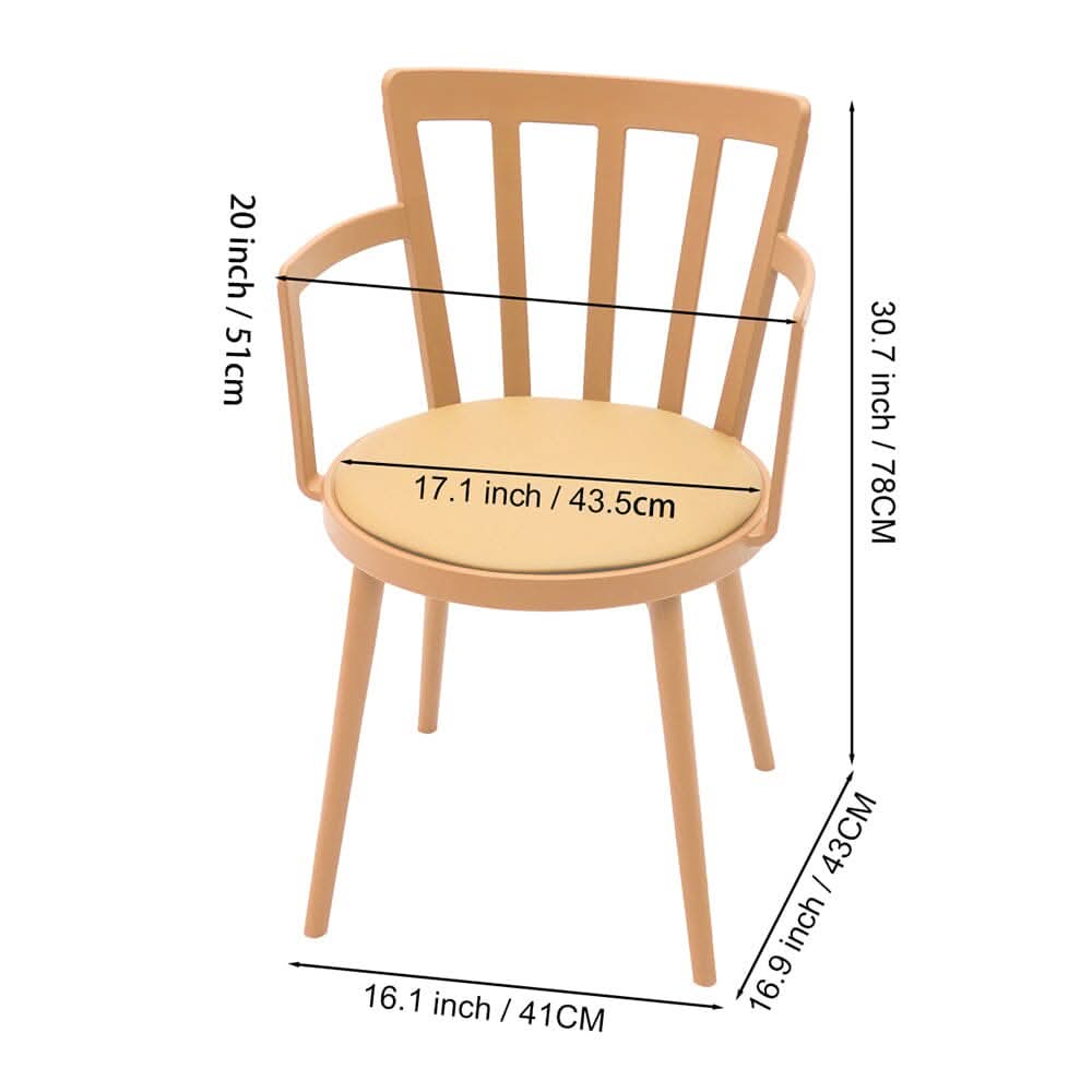 Curved PU Dining Chairs with Armrests – Set of 4