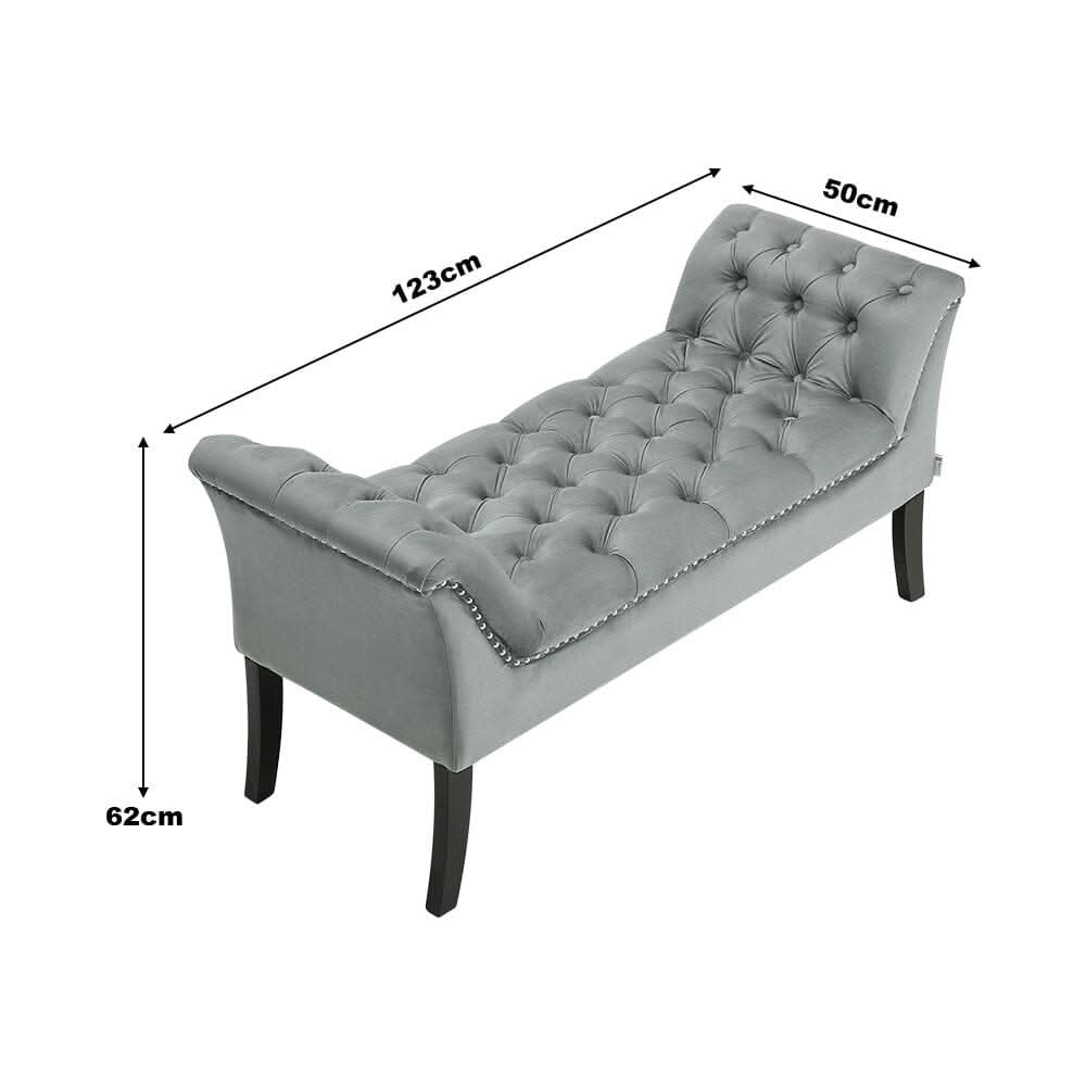 Chesterfield Style Tufted Bedroom Bench Velvet Fabric