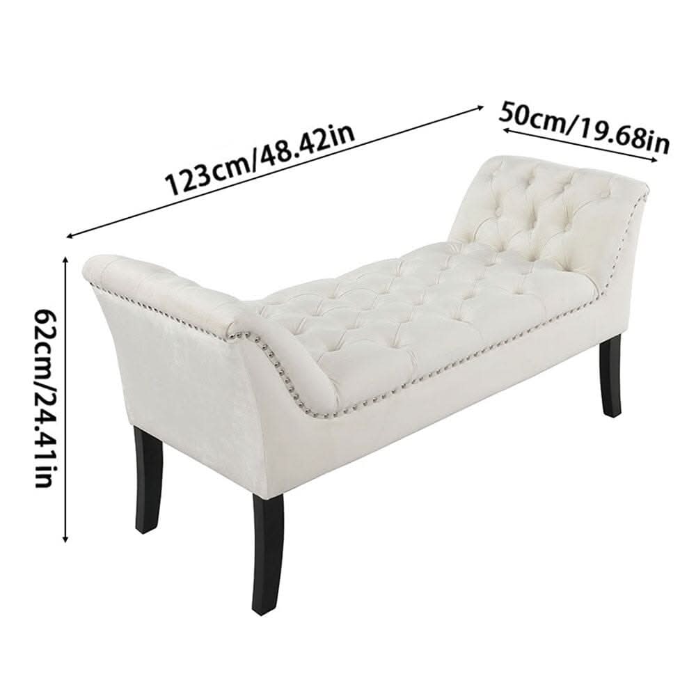 Chesterfield Style Tufted Bedroom Bench Velvet Fabric