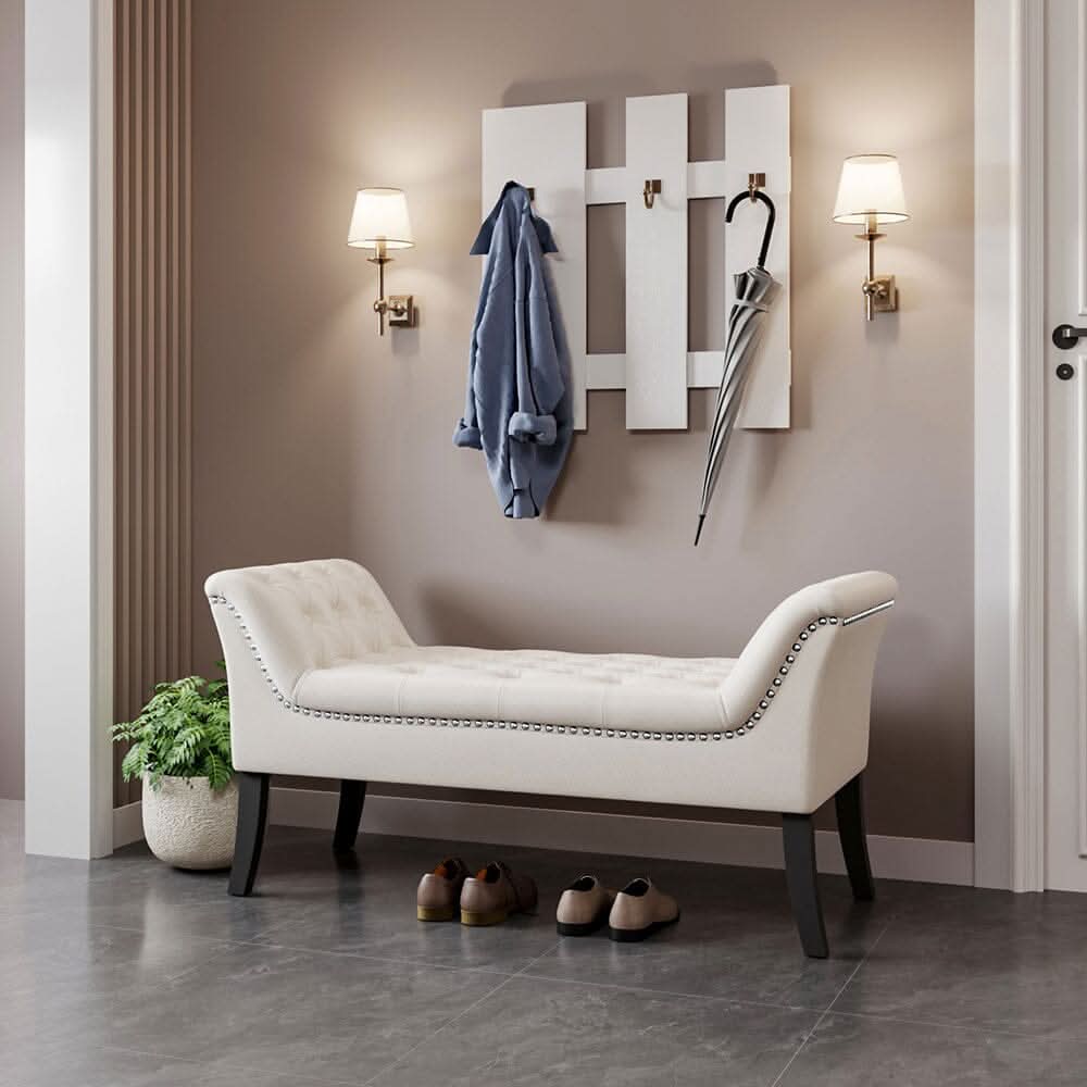 Chesterfield Style Tufted Bedroom Bench Velvet Fabric