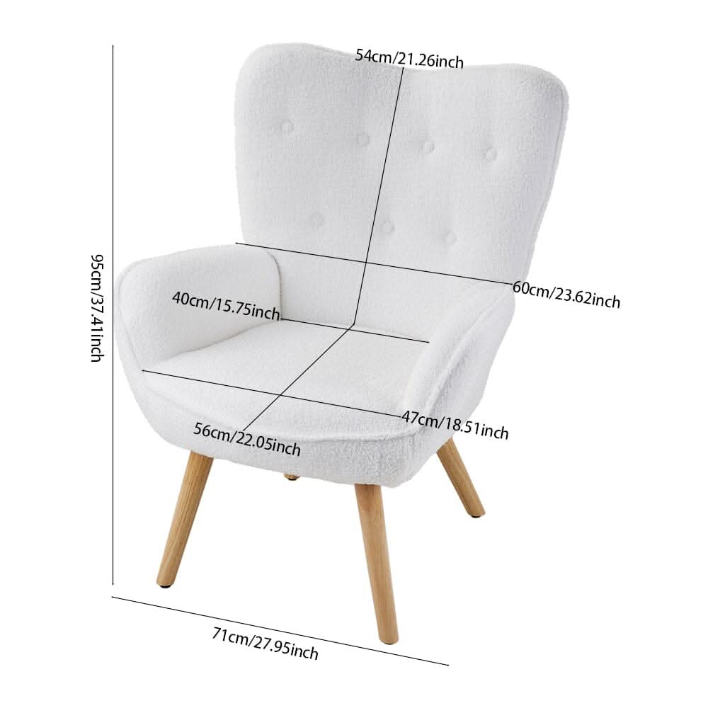 Button-Tufted Teddy Fleece Accent Chair – Scandi-Inspired Design