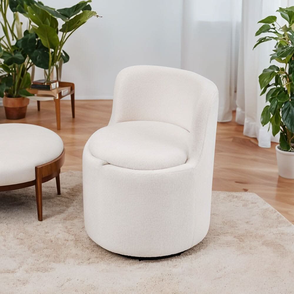 Teddy Fleece Swivel Accent Chair with Hidden Storage